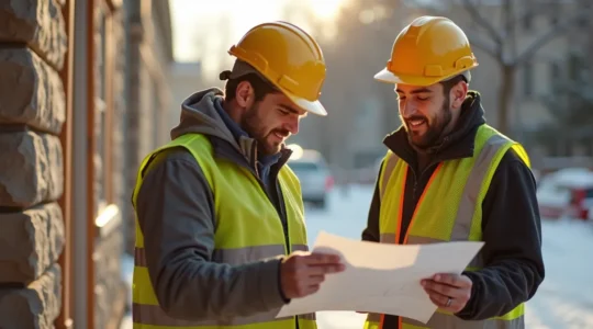 Chantier de rénovation urbain québécois avec projet bien organisé et professionnel