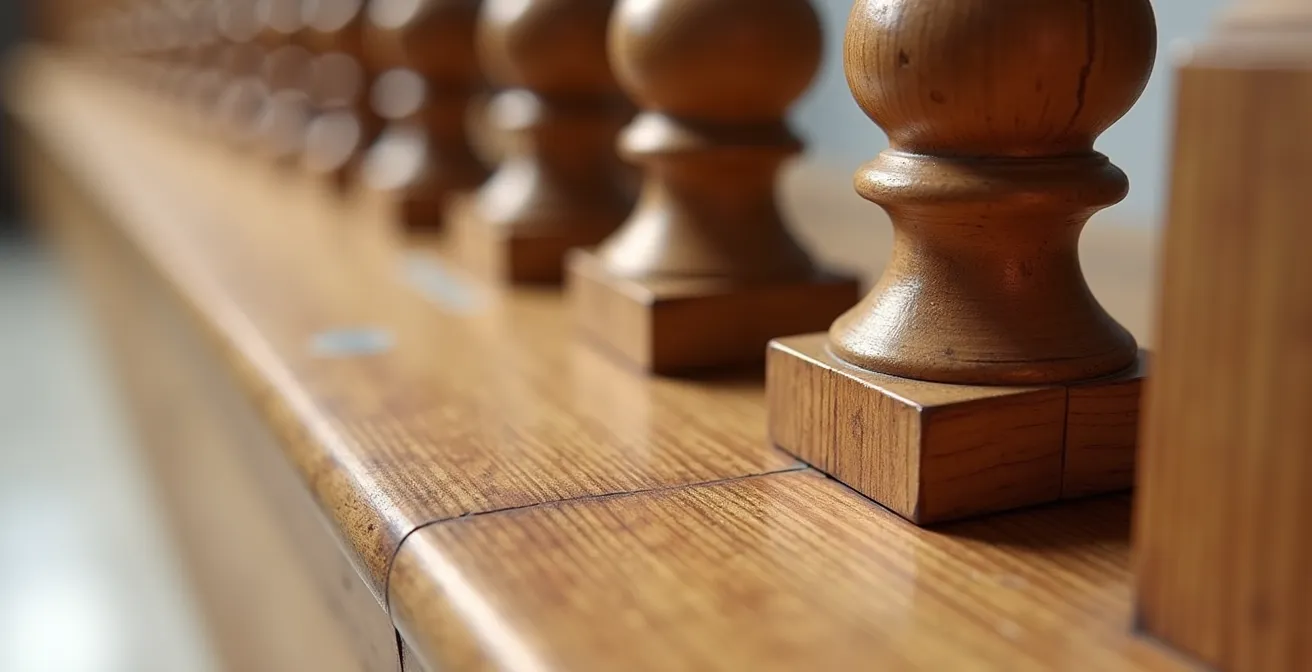 Détail en coupe d'un escalier conforme aux normes québécoises : contremarches de 180 mm, giron minimum, garde-corps à 920 mm, espacement des barreaux de 10 cm maximum