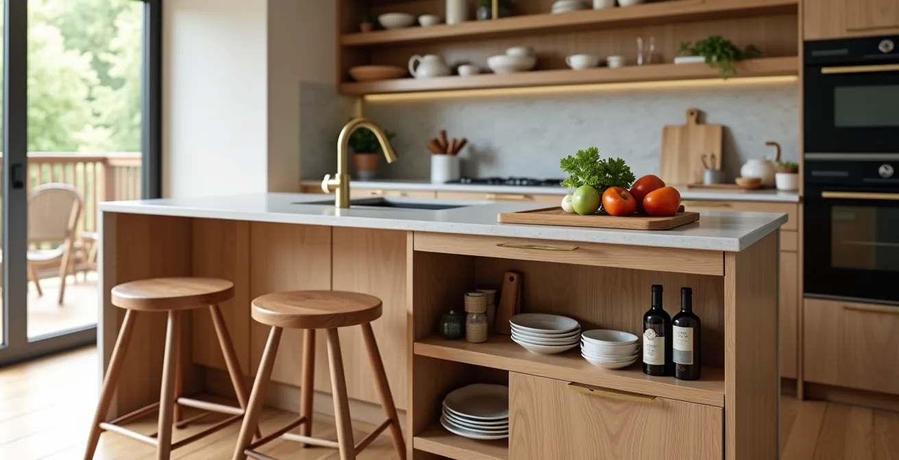 Îlot de cuisine multifonction avec station petit-déjeuner intégrée pour famille québécoise