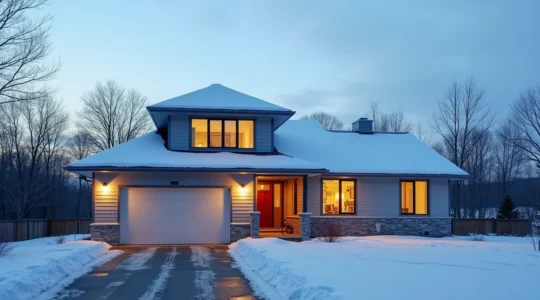 Résidence québécoise moderne avec systèmes de chauffage et d'isolation efficaces pour réduire les coûts énergétiques