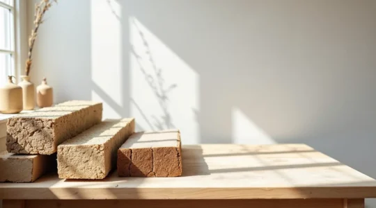 Une rénovation résidentielle au Québec mettant en valeur des matériaux naturels et durables dans un espace lumineux