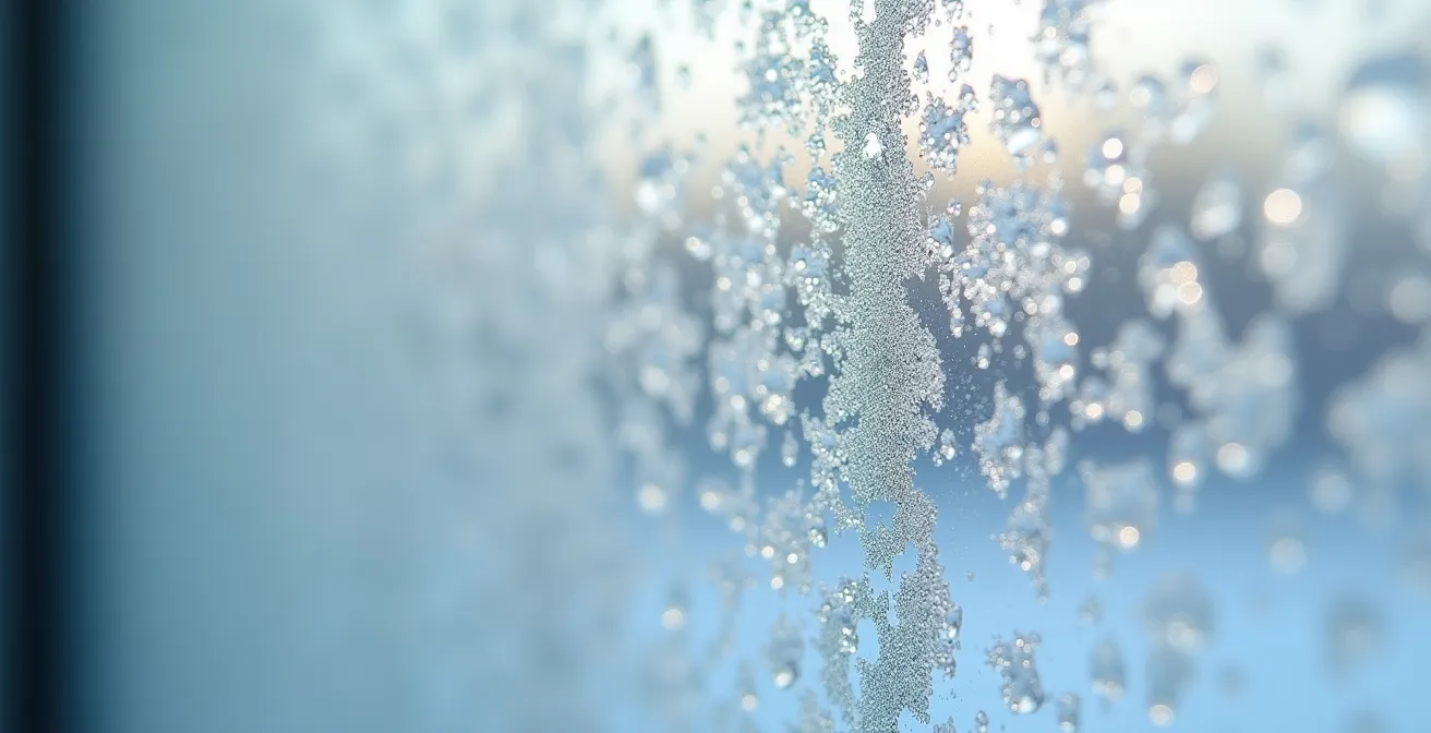 Gros plan thermique montrant la différence de température de surface entre fenêtre simple, double et triple vitrage en conditions hivernales québécoises