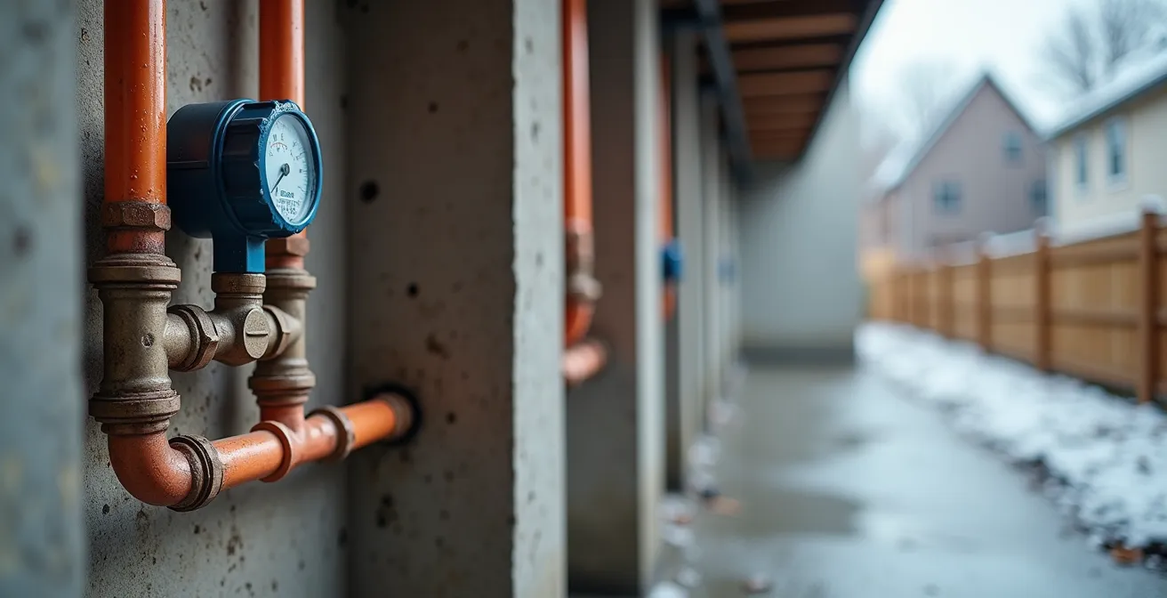 Réseau de plomberie résidentiel moderne avec tuyaux et raccords