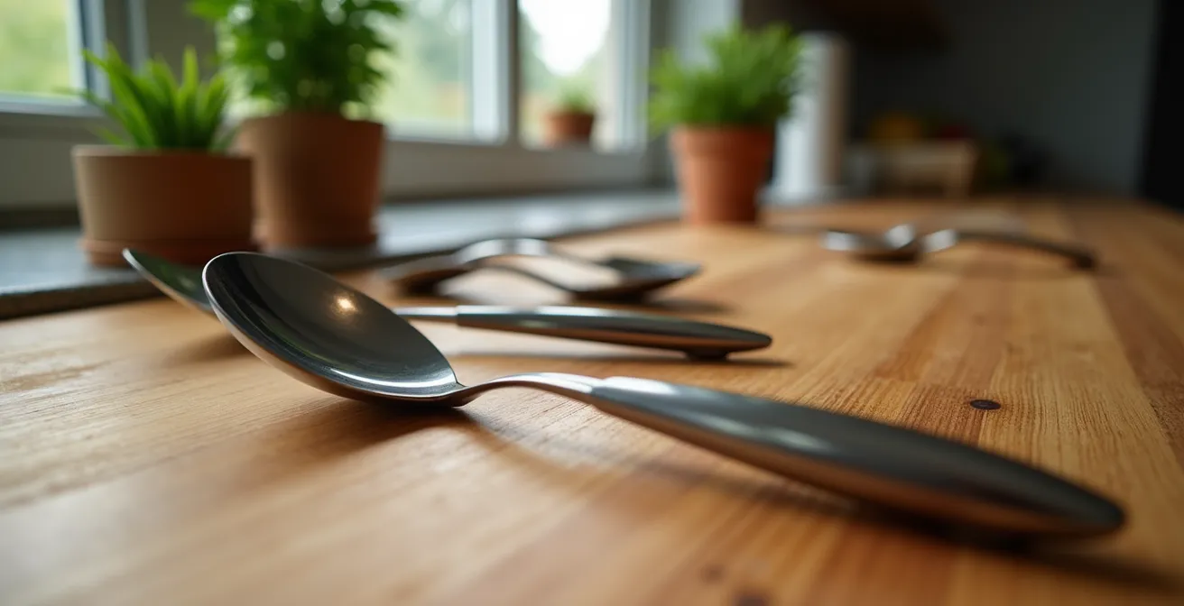 Schéma visuel des zones de travail ergonomiques dans une cuisine québécoise moderne avec îlot central