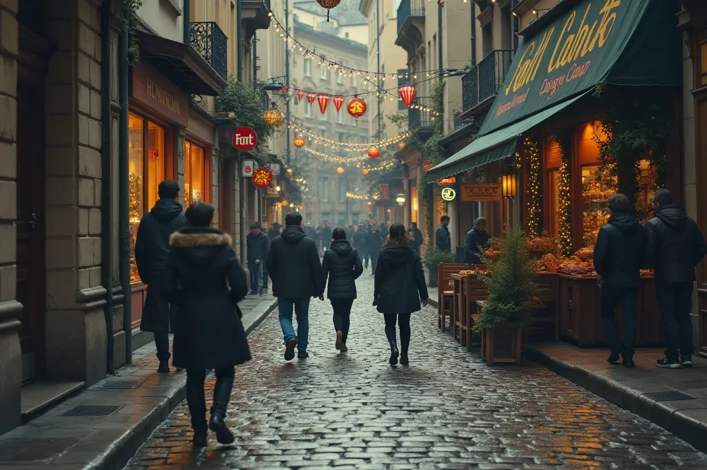 Couvreur installant une membrane d'étanchéité sur un toit en pente avec vue sur le paysage québécois enneigé