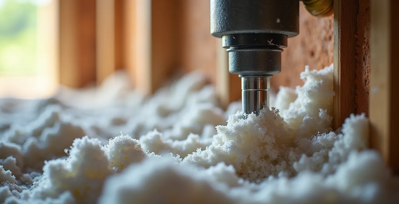 Injection de cellulose dans les murs d'une maison québécoise sans démolition