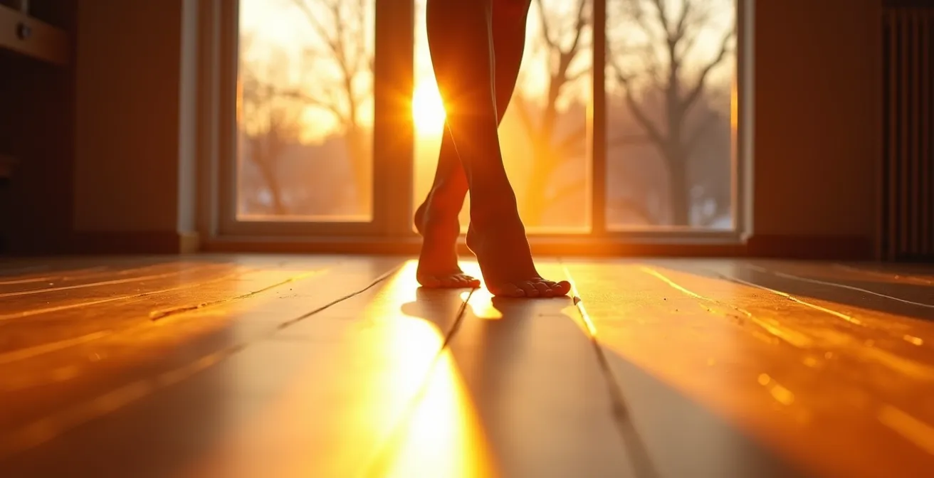 Vue en coupe d'un plancher radiant avec tubes chauffants dans une dalle de béton
