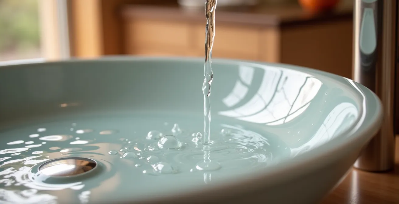Vasque en céramique artisanale québécoise dans une salle de bain moderne