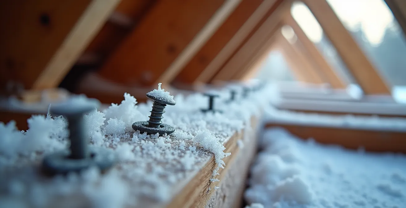 Vue en coupe d'un entretoit montrant la circulation d'air et les évents de ventilation