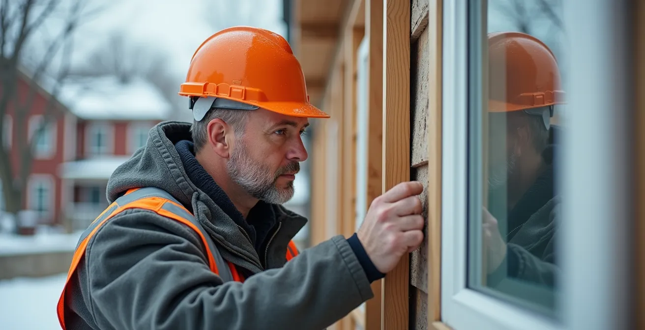 Vue en coupe d'un système de mur-écran avec lame d'air ventilée et isolation rigide extérieure
