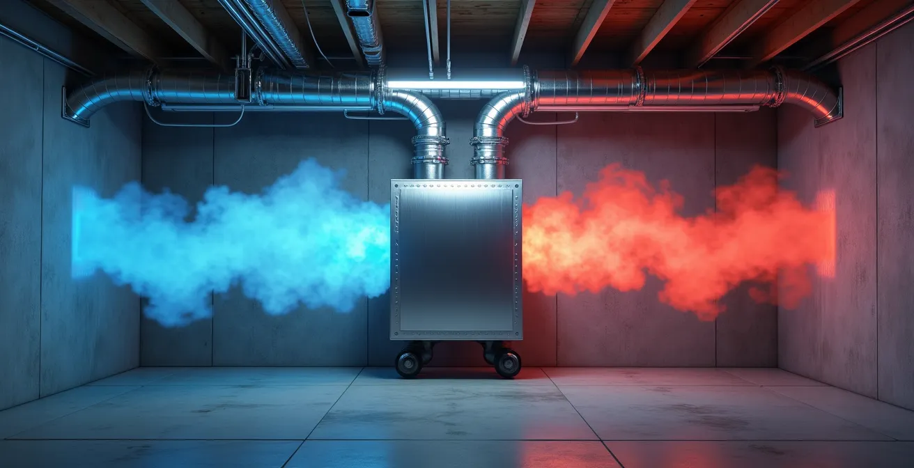 Système de ventilation récupérateur de chaleur dans un sous-sol québécois